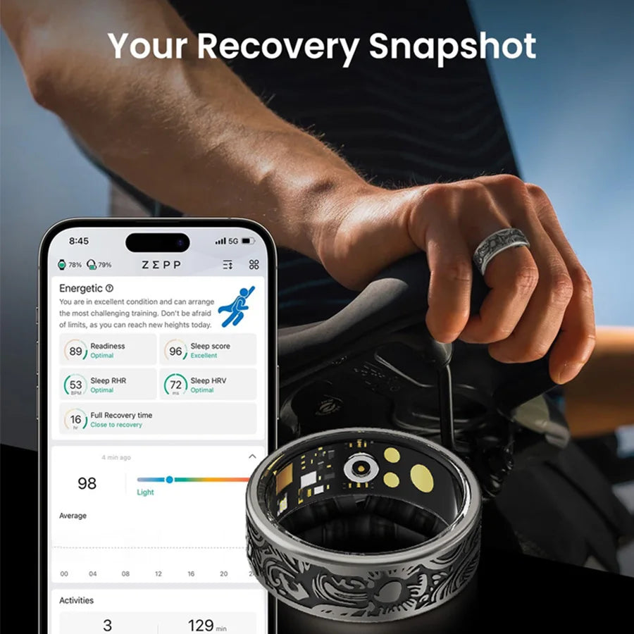 Smart Ring Fitness Tracker With Sleep Monitor Pedometer 20 Modes IP68 Waterproof
