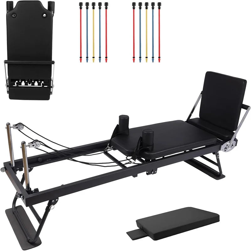 Pilates Reformer Machine Foldable With Adjustable Resistance For Home Gym