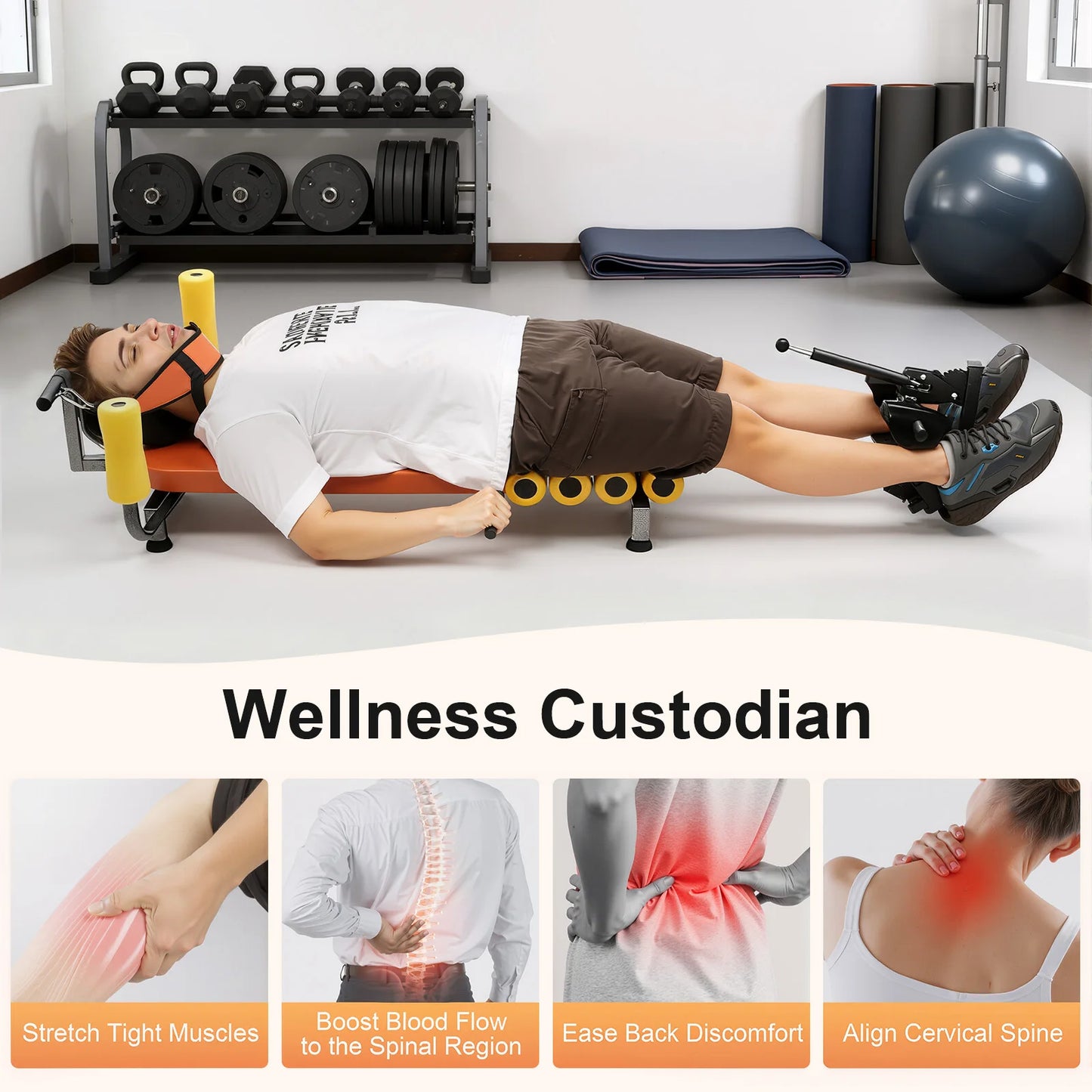 Adjustable Back Stretch Bench 130kg Capacity for Neck Decompression
