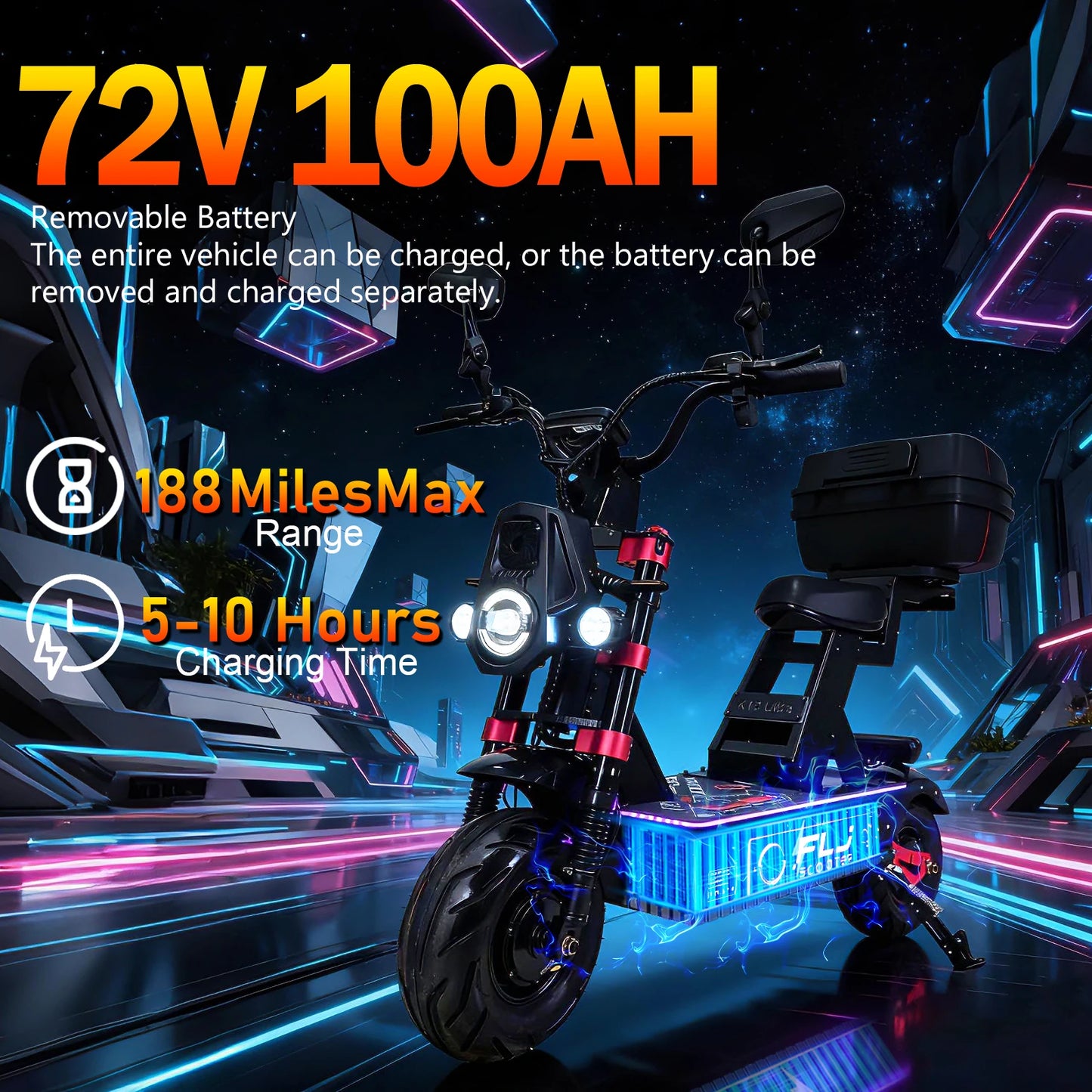 K13 Ultra 72V 12000W Electric Scooter With App NFC