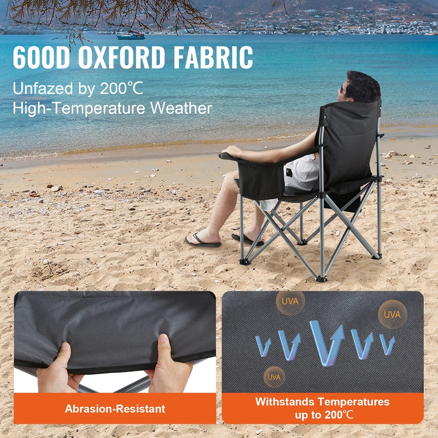 VEVOR Camping Folding Chair With Quad Lumbar And Side Pockets