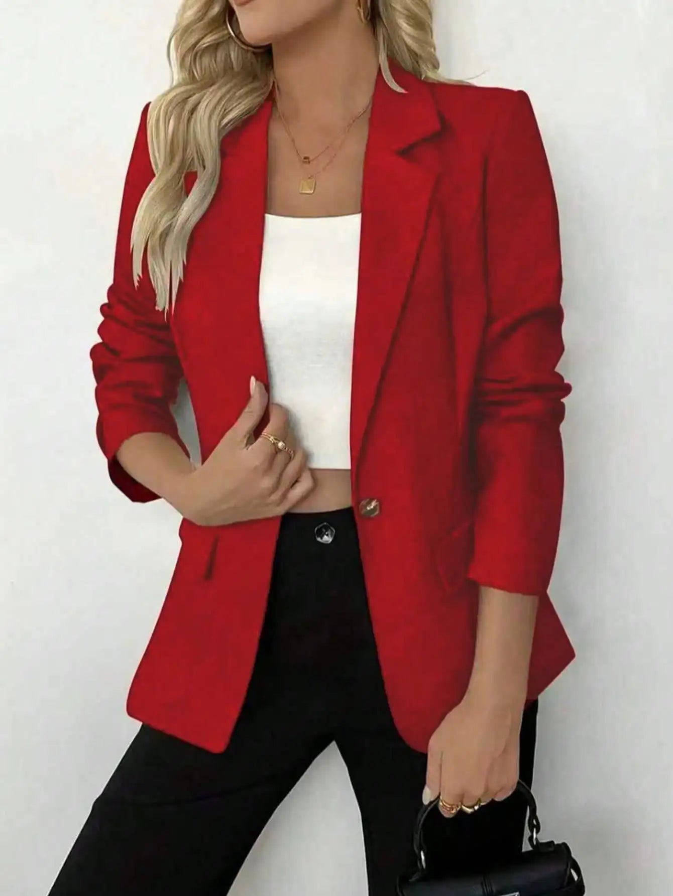 Elegant Women's Lightweight Single-Button Blazer Jacket
