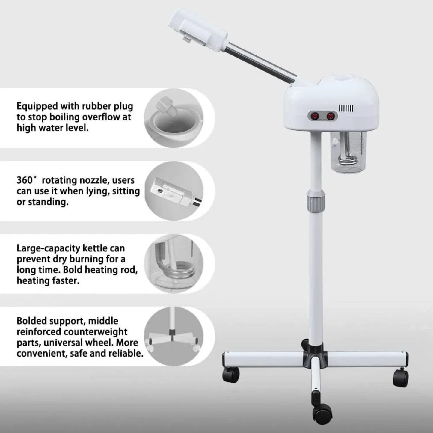 Bymaocar Professional Facial Steamer With Rotating Nozzle For Salon