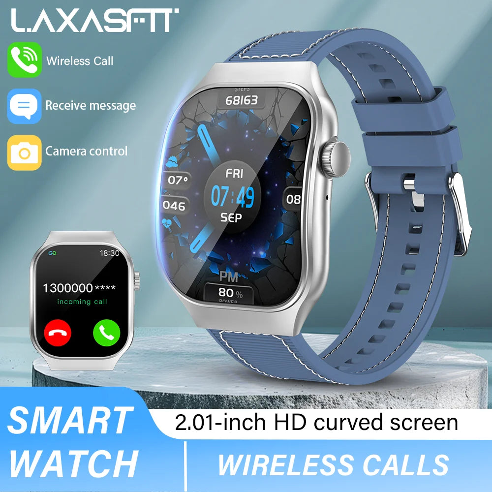 LAXASFIT Curved Screen Smartwatch Bluetooth Calling Customizable Watch Faces