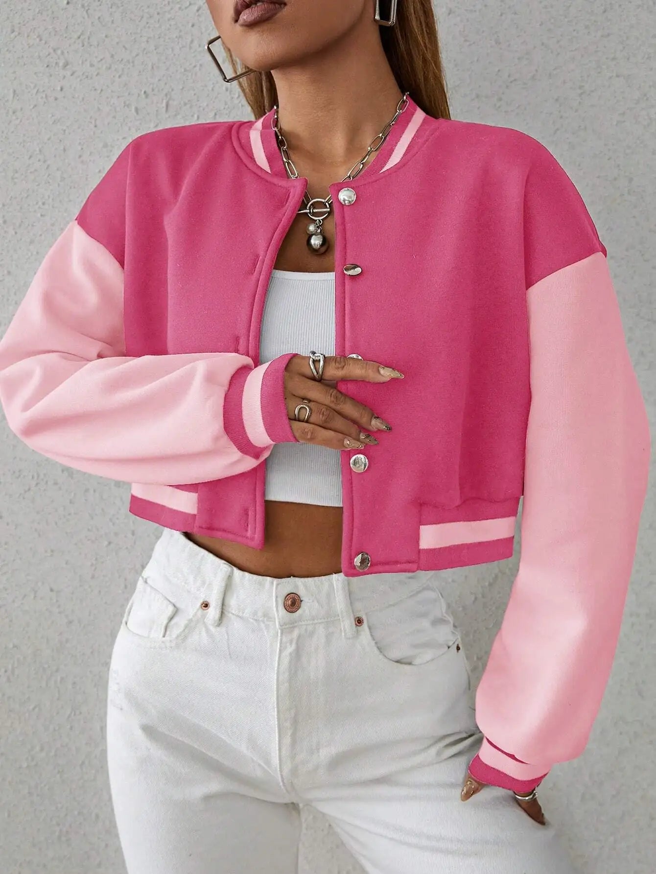 Dropped Shoulder Short Jacket Collegiate Style Unlined Regular Fit