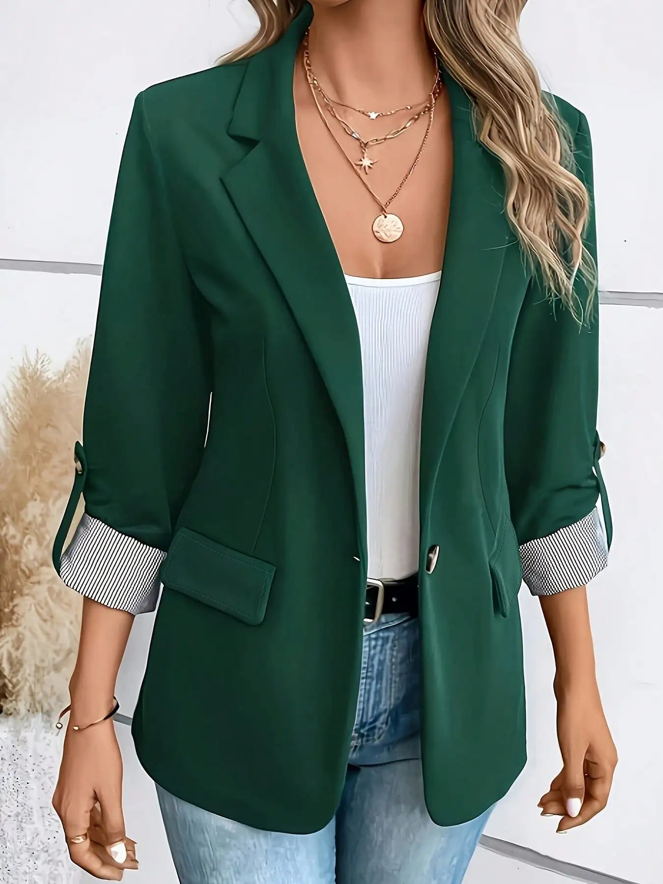 Junior Solid Casual Jacket With Gathered Cuffs For Spring
