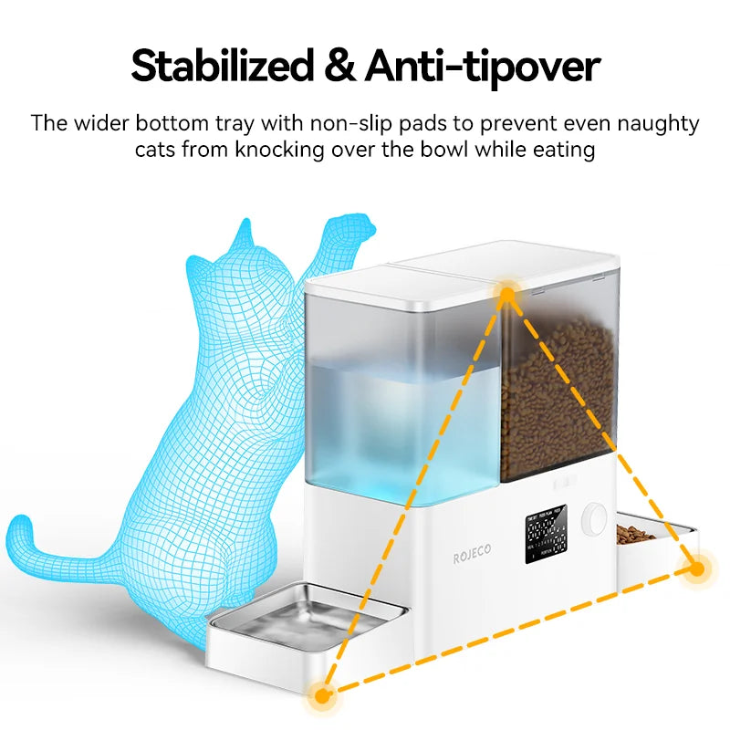 ROJECO 2in1 Automatic Pet Feeder With Water Fountain