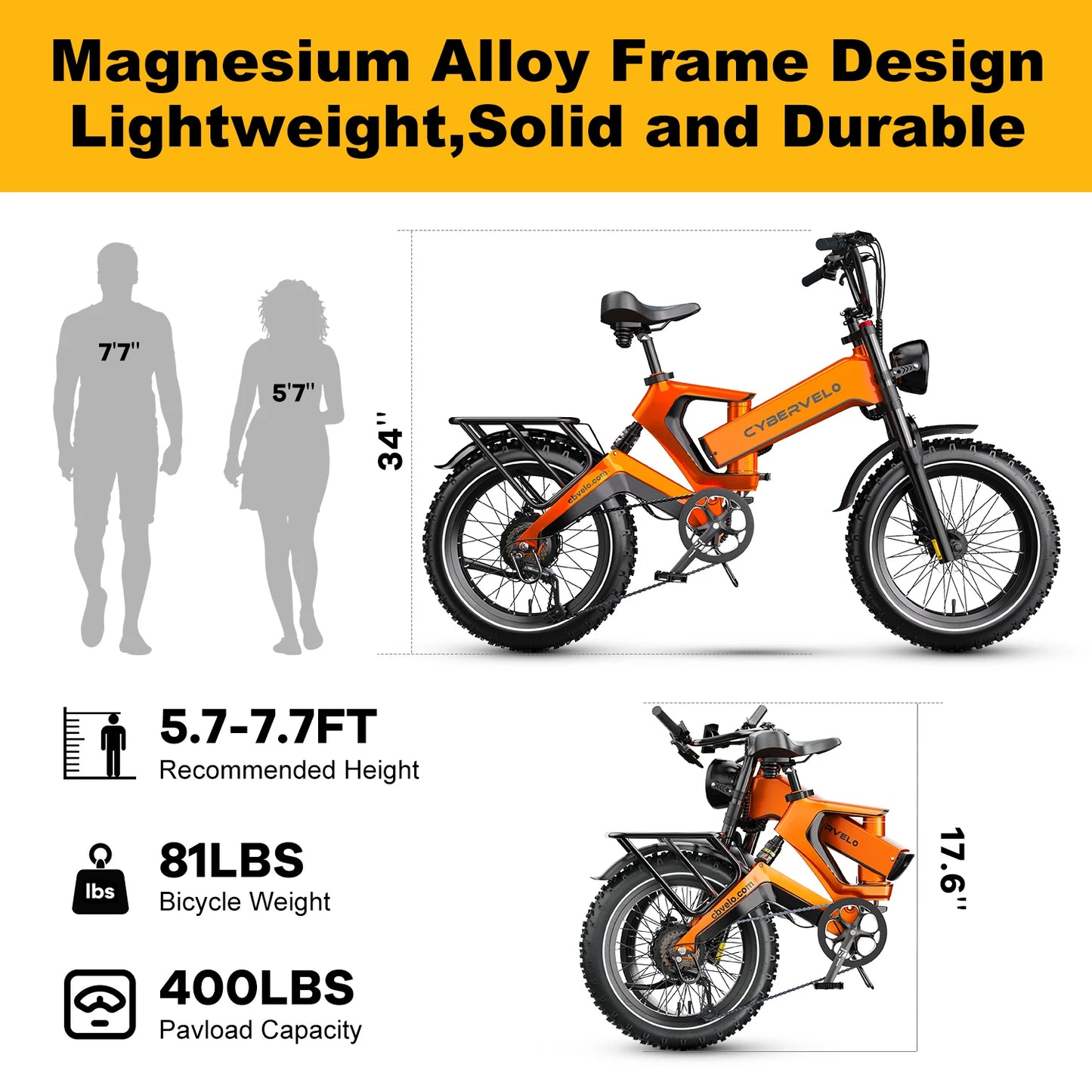 TALUSCONDOR Folding Electric Fat Tire Bike With Dual 48V 20Ah Battery
