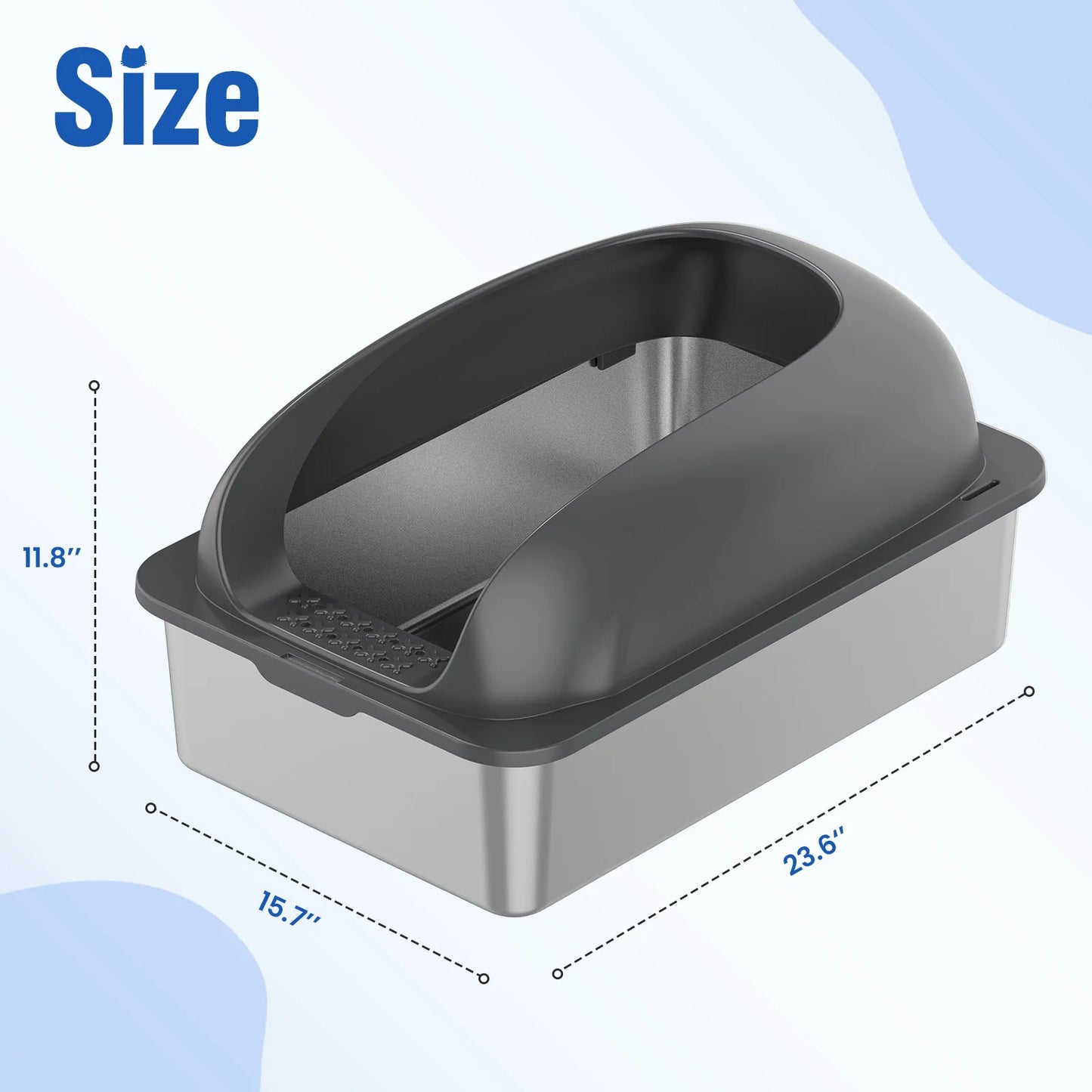 JHK Stainless Steel Cat Litter Box With Lid Large Capacity