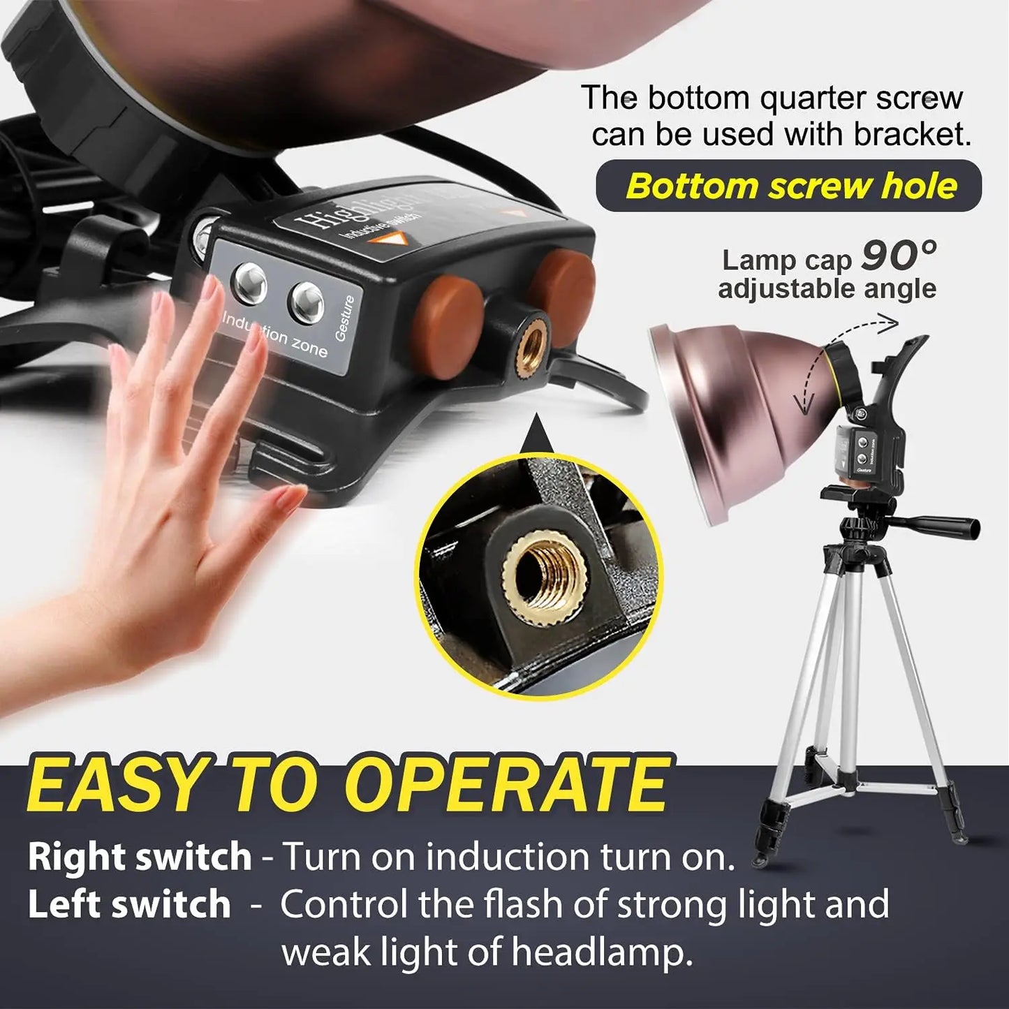 LED Headlamp 22000mAh Rechargeable Waterproof Headlight Outdoor