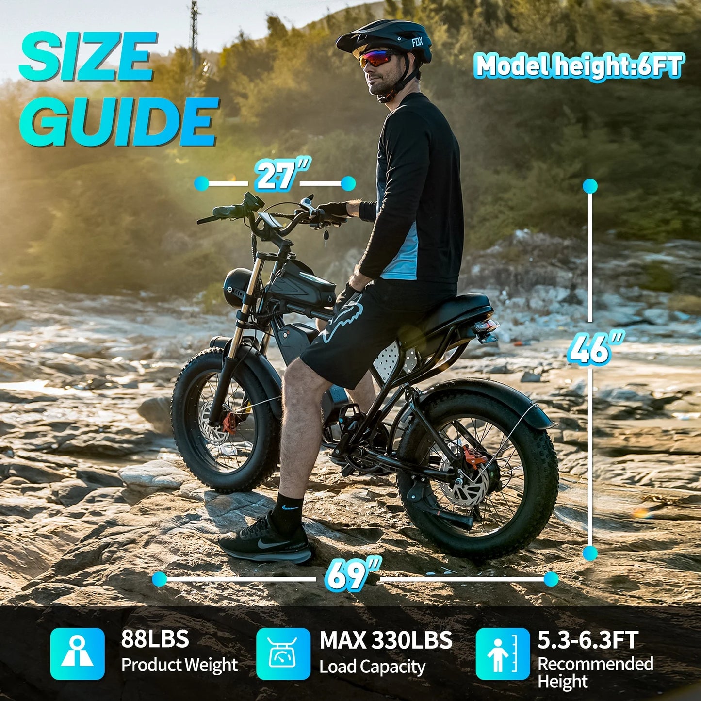 Ridstar Q20 Electric Bike for Adults 1500W Motor 33MPH 48V 20Ah 20" Electric Dirt Bike Hydraulic 7-Speed Snow Off-Road Commuter