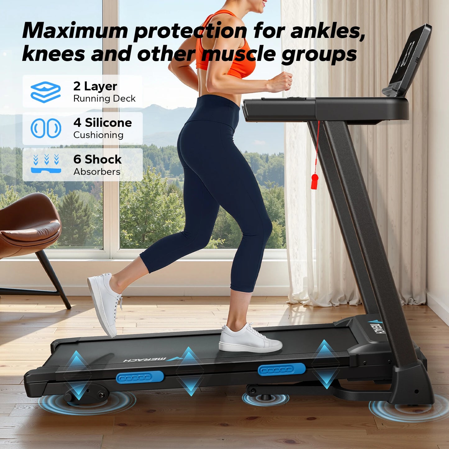 MERACH Foldable Treadmill T12 Incline Heart Rate Monitoring