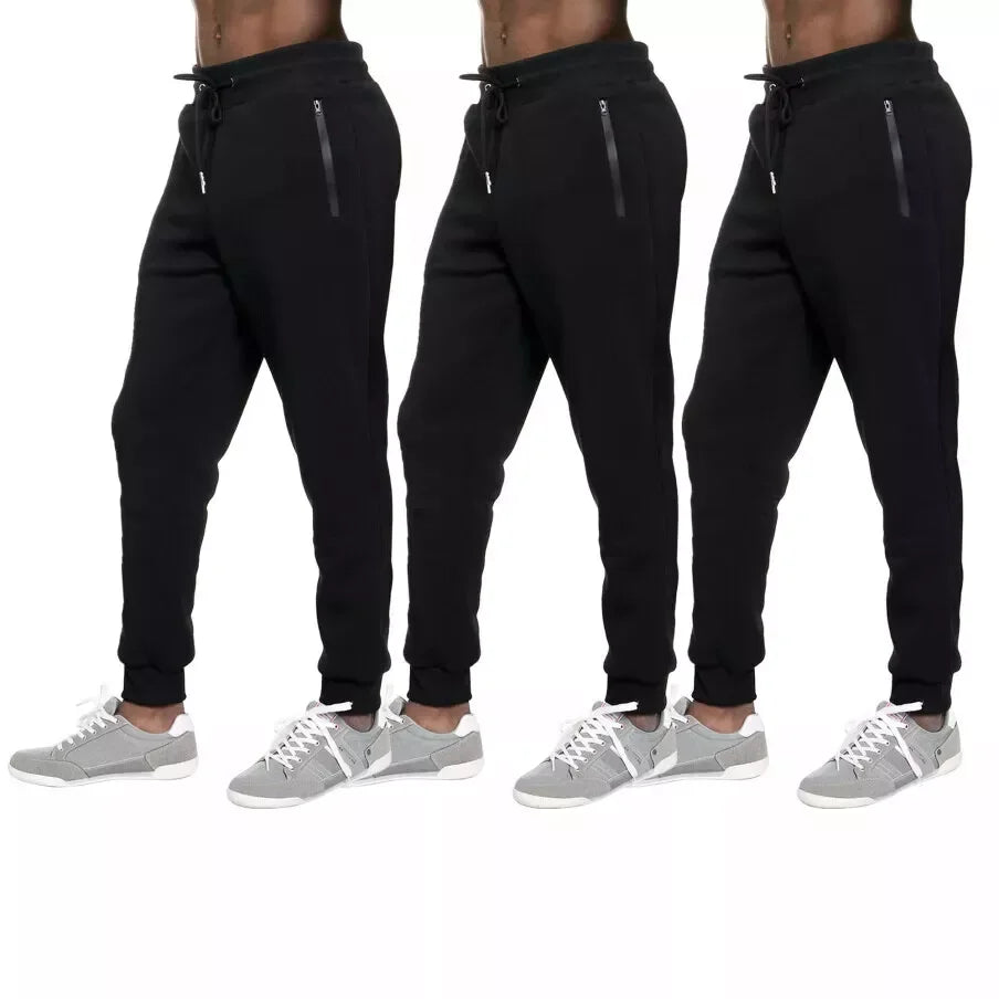Men's Fleece Lined Slim Fit Tech Joggers With Zipper Pockets