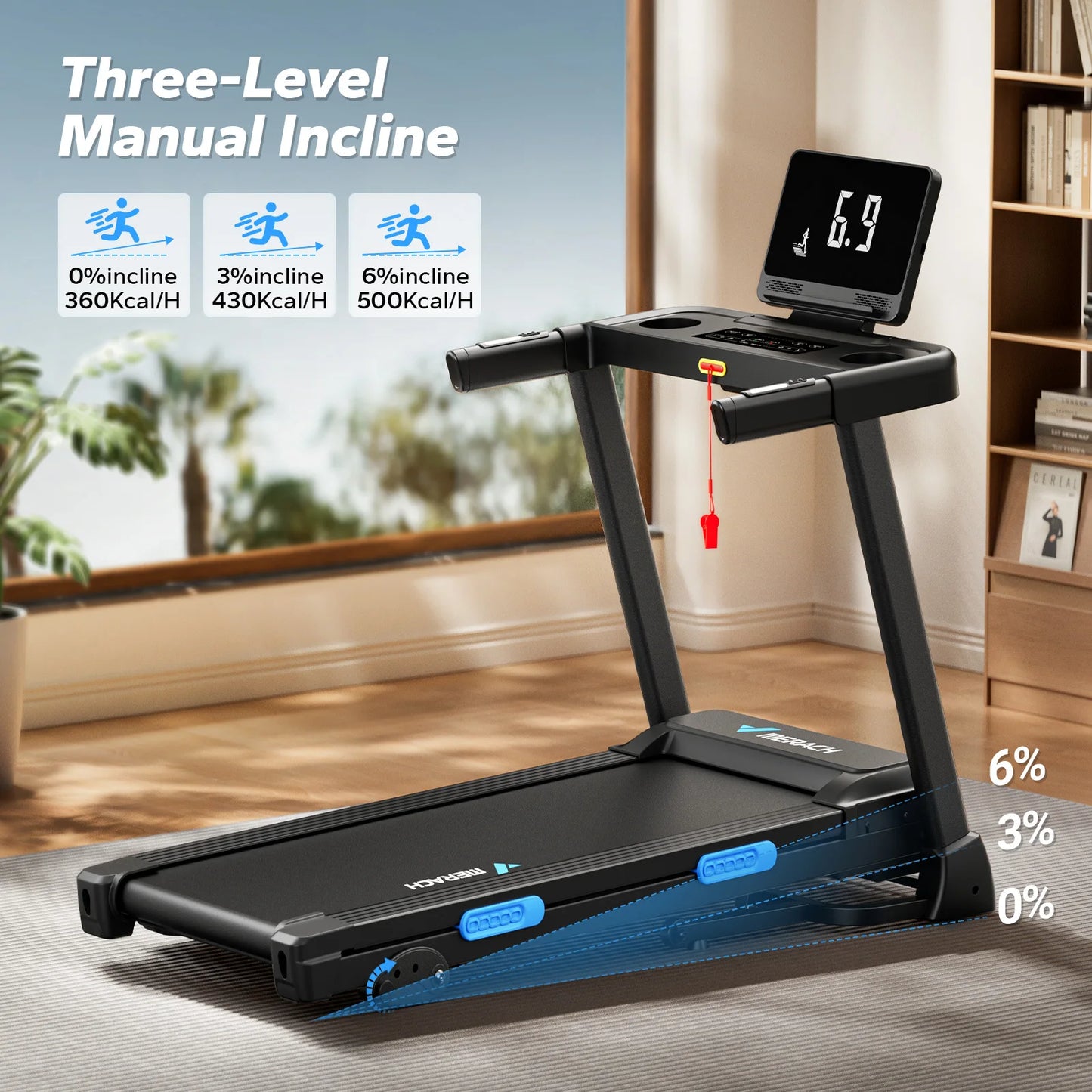 MERACH Foldable Treadmill T12 Incline Heart Rate Monitoring