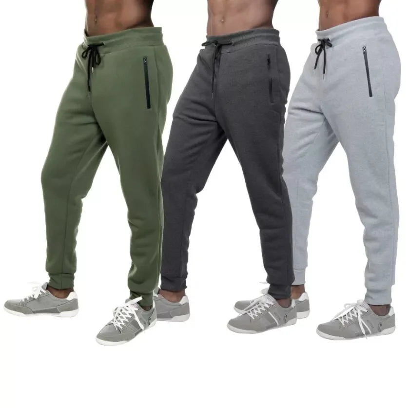 Men's Fleece Lined Slim Fit Tech Joggers With Zipper Pockets
