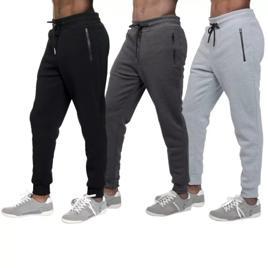 Men's Fleece Lined Slim Fit Tech Joggers With Zipper Pockets