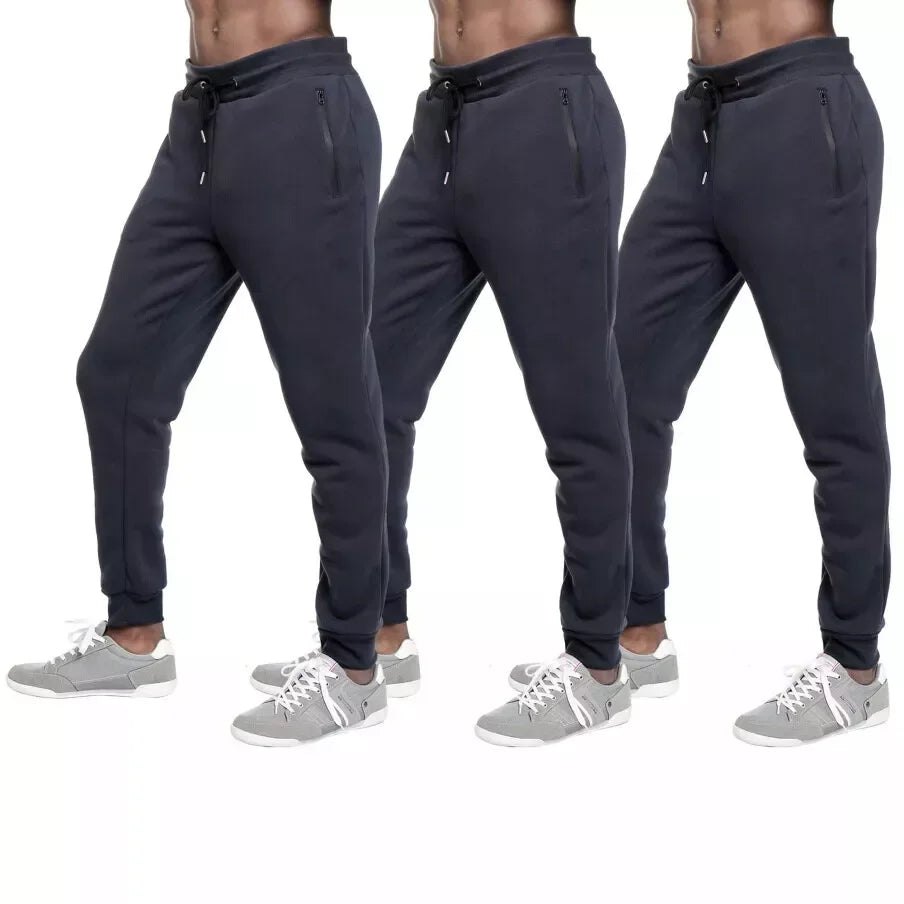 Men's Fleece Lined Slim Fit Tech Joggers With Zipper Pockets
