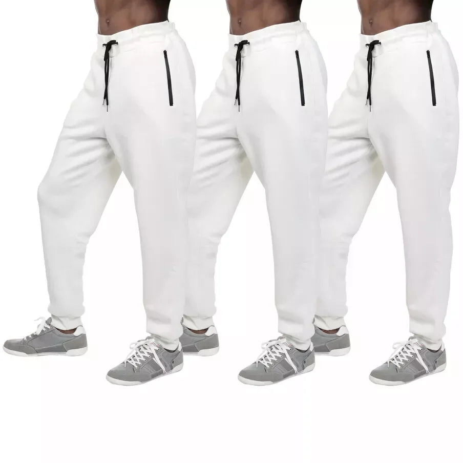 Men's Fleece Lined Slim Fit Tech Joggers With Zipper Pockets