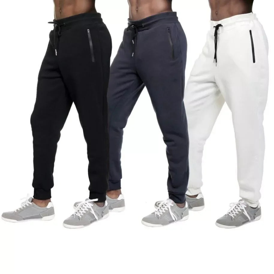 Men's Fleece Lined Slim Fit Tech Joggers With Zipper Pockets