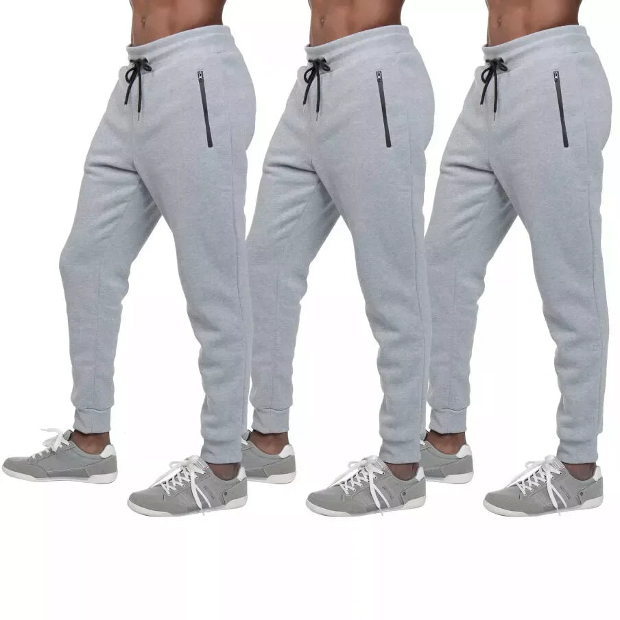 Men's Fleece Lined Slim Fit Tech Joggers With Zipper Pockets