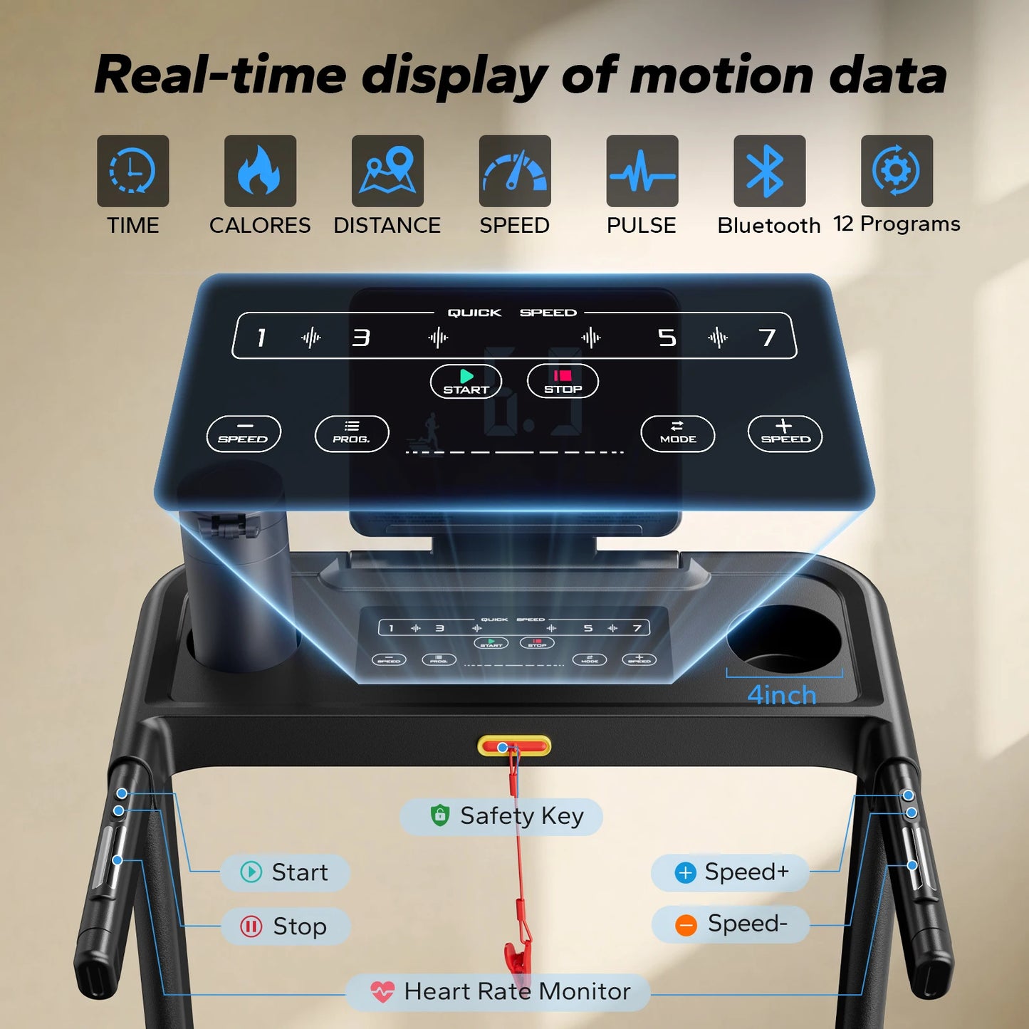MERACH Foldable Treadmill T12 Incline Heart Rate Monitoring