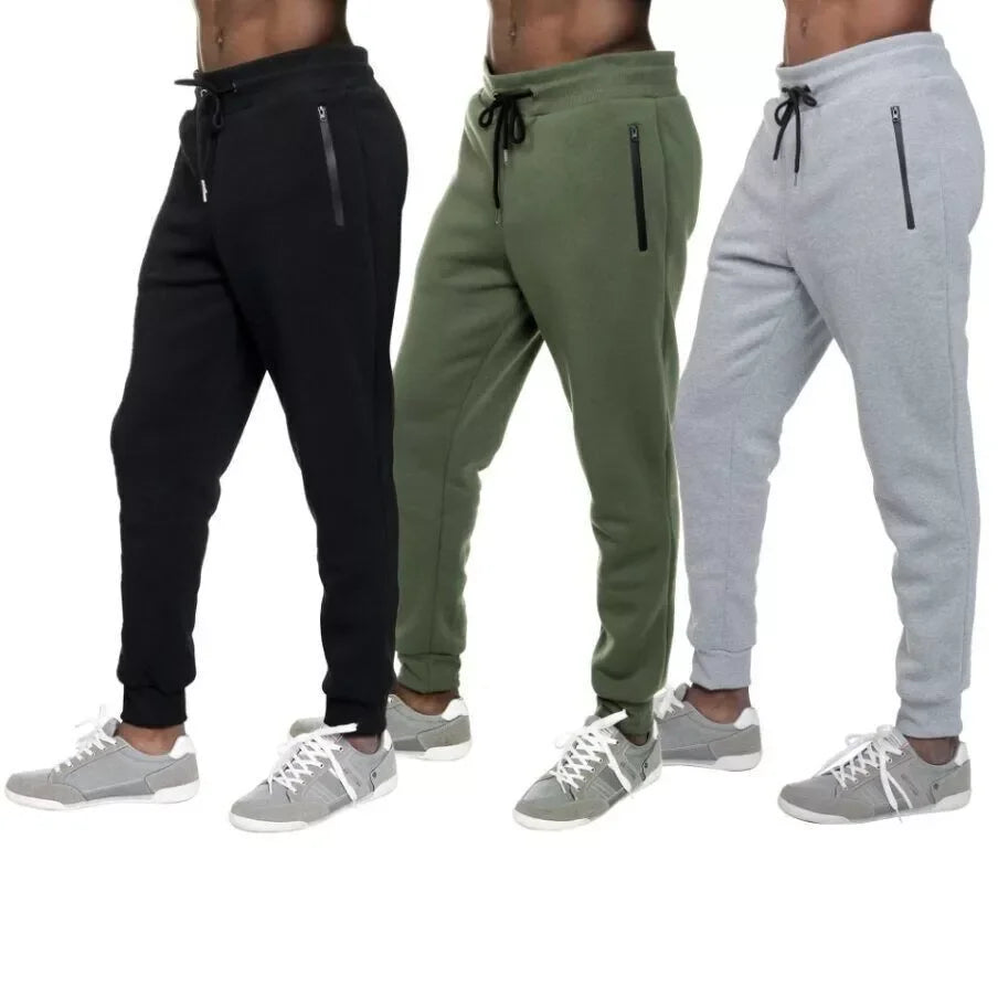 Men's Fleece Lined Slim Fit Tech Joggers With Zipper Pockets