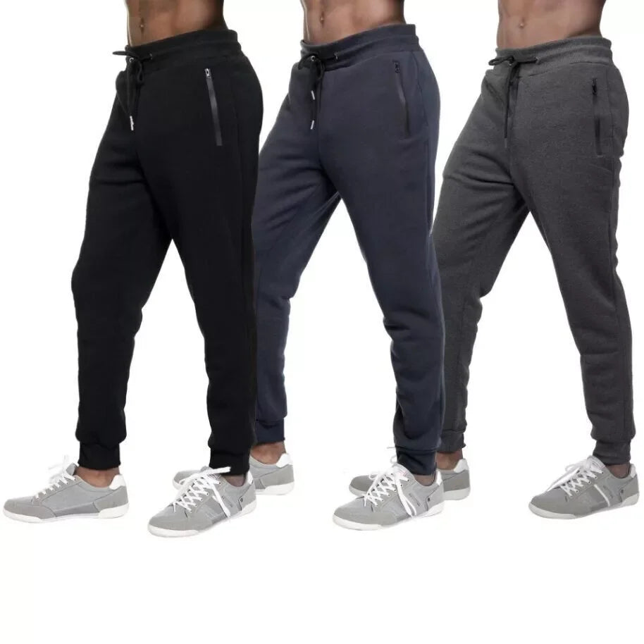 Men's Fleece Lined Slim Fit Tech Joggers With Zipper Pockets