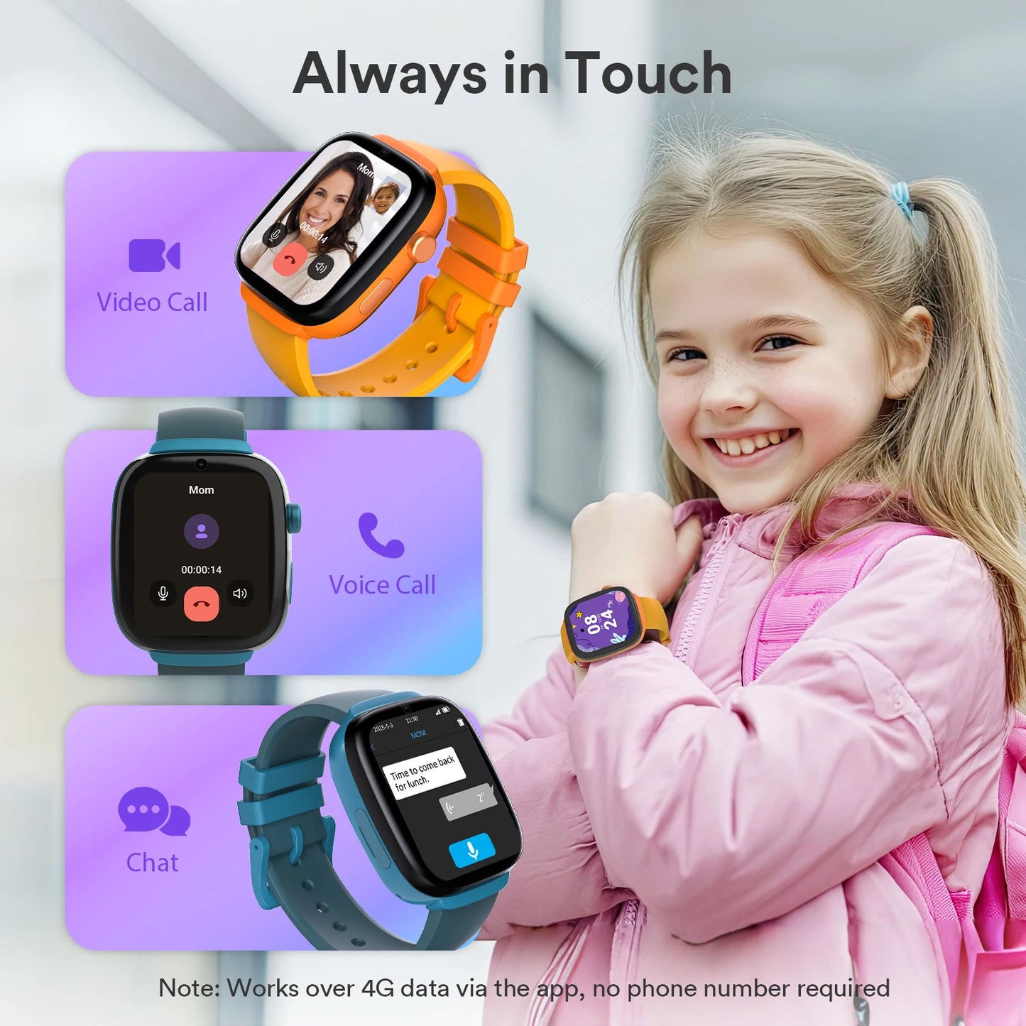 EIOTMART 4G Kids Smart Watch GPS Two Way Call SOS