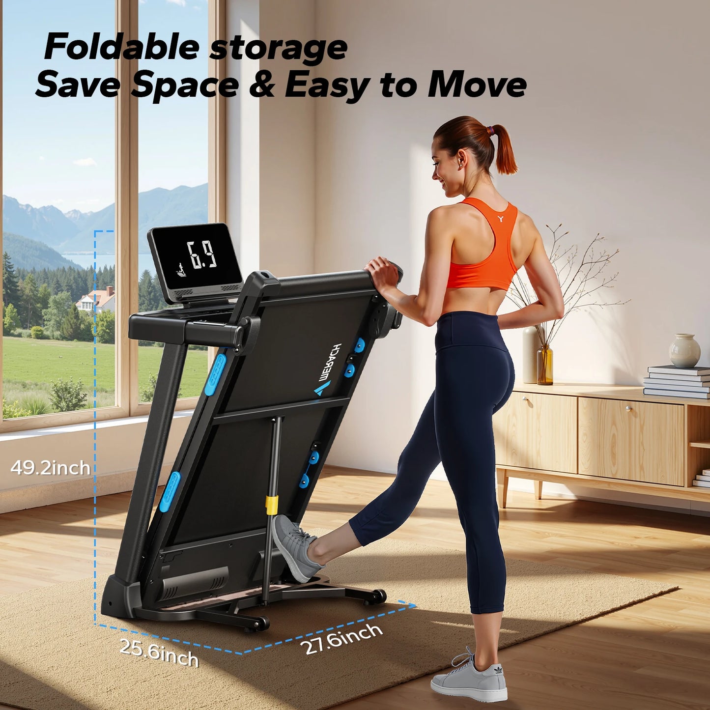 MERACH Foldable Treadmill T12 Incline Heart Rate Monitoring