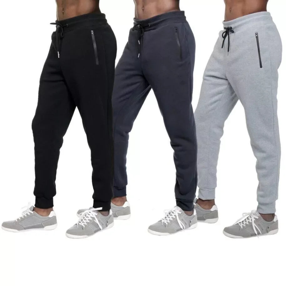 Men's Fleece Lined Slim Fit Tech Joggers With Zipper Pockets