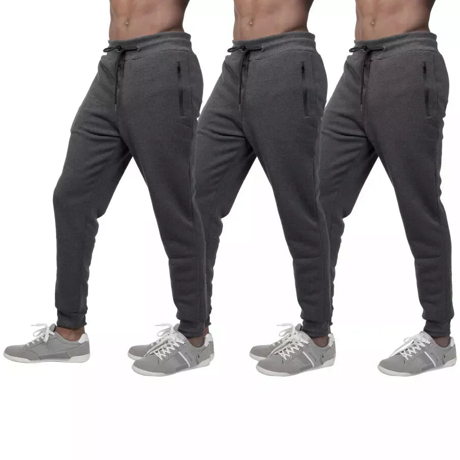Men's Fleece Lined Slim Fit Tech Joggers With Zipper Pockets