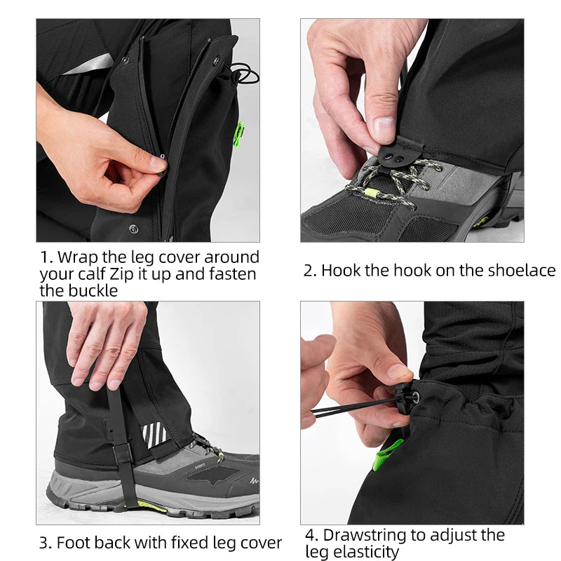 ROCKBROS Waterproof Gaiters For Hiking Climbing And Skiing