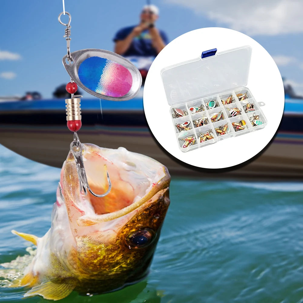 JOCESTYLE 30pcs Metal Spoon Spinner Lures With Treble Hook