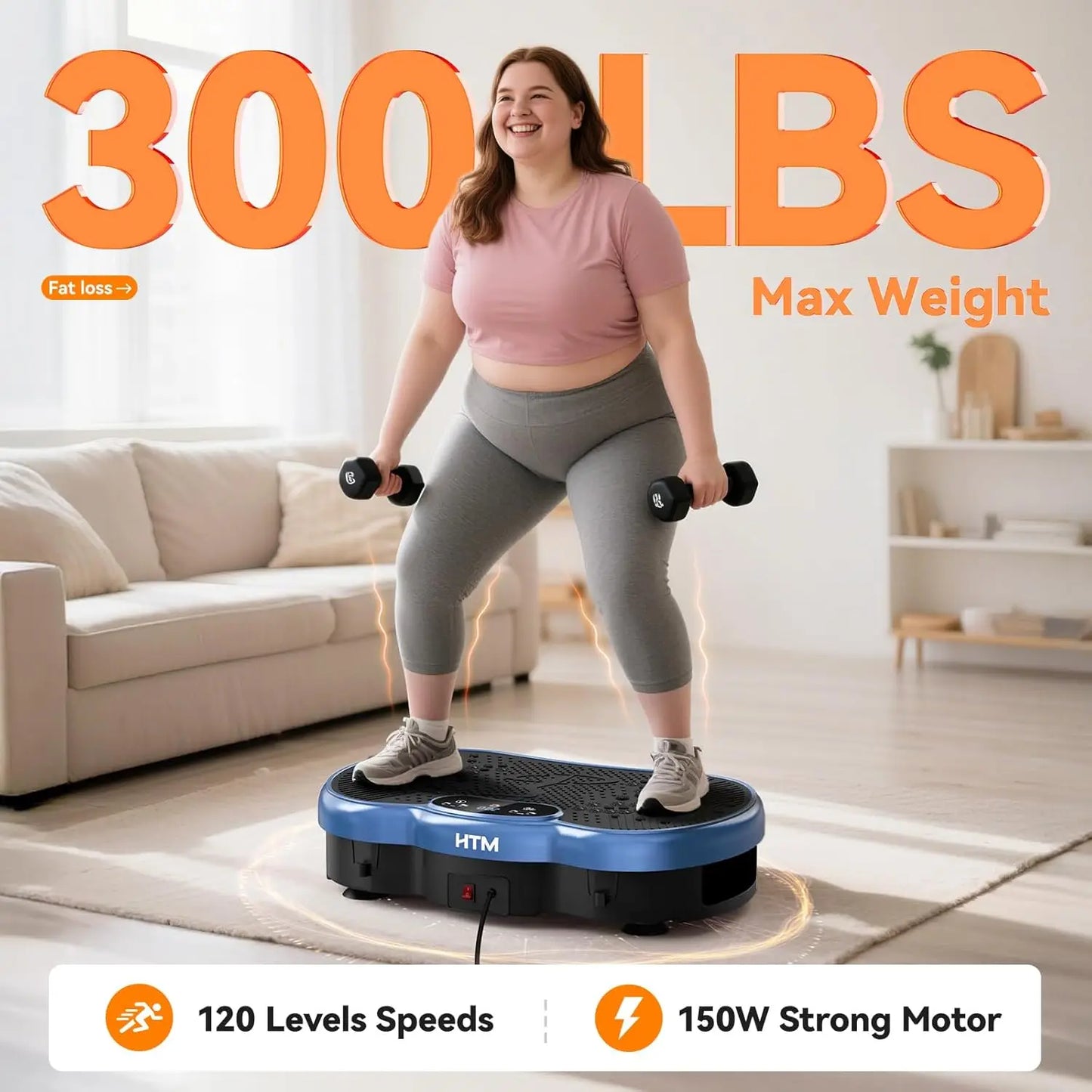 HTMM Vibration Plate For Weight Loss With 120 Speed Levels And Calorie Tracking