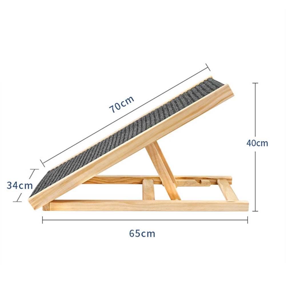 TWISTER.CK Dog Ramp Ladder, Wood Folding Anti Skid Adjustable