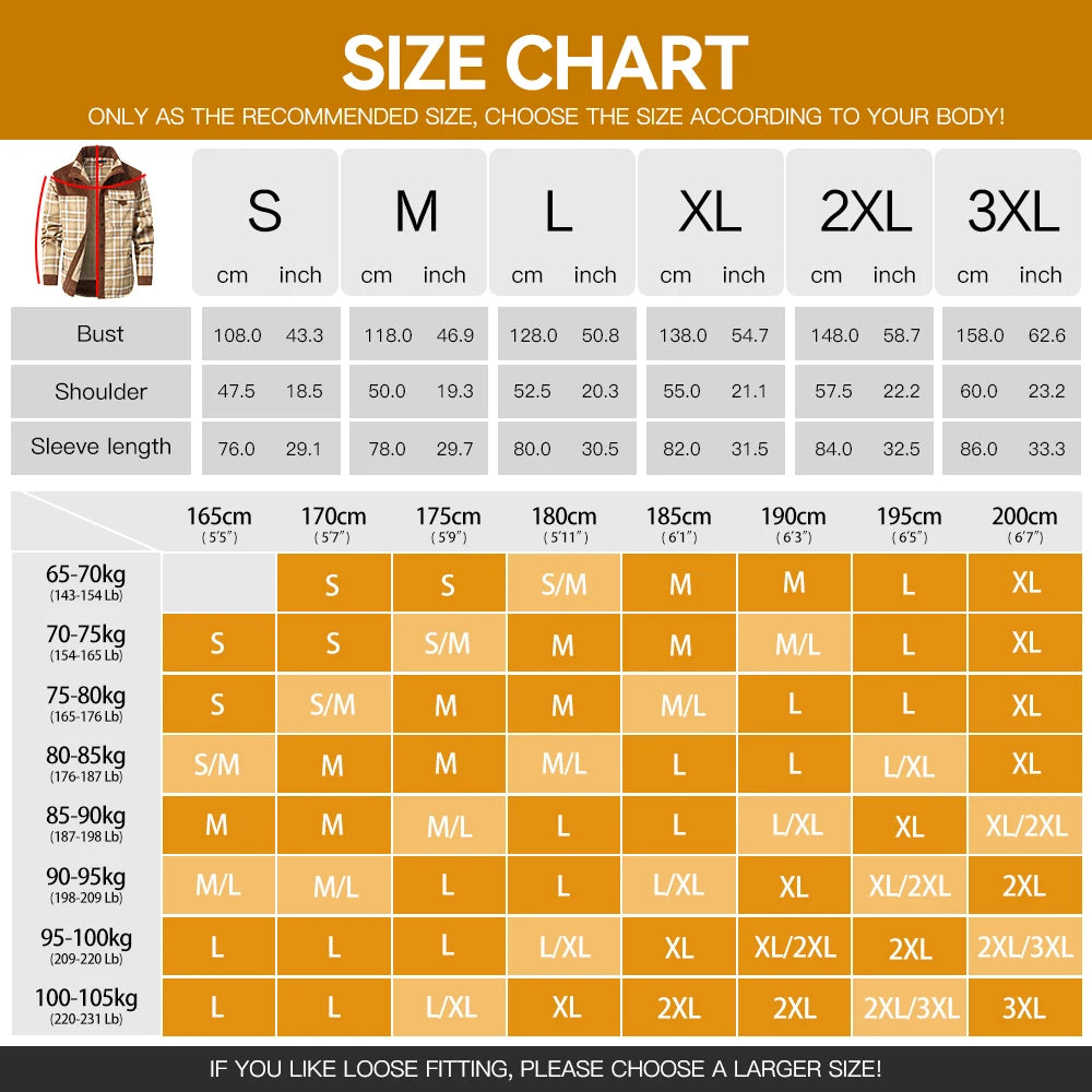 NONECN Mens Winter Windproof Bomber Jacket Plaid Sherpa Lining