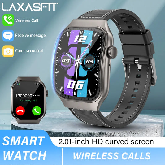 LAXASFIT Curved Screen Smartwatch Bluetooth Calling Customizable Watch Faces