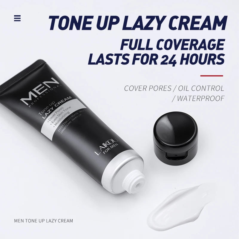 LAIKOU Men Skincare Set 4pcs Lazy Cream Cleanser Toner Lotion