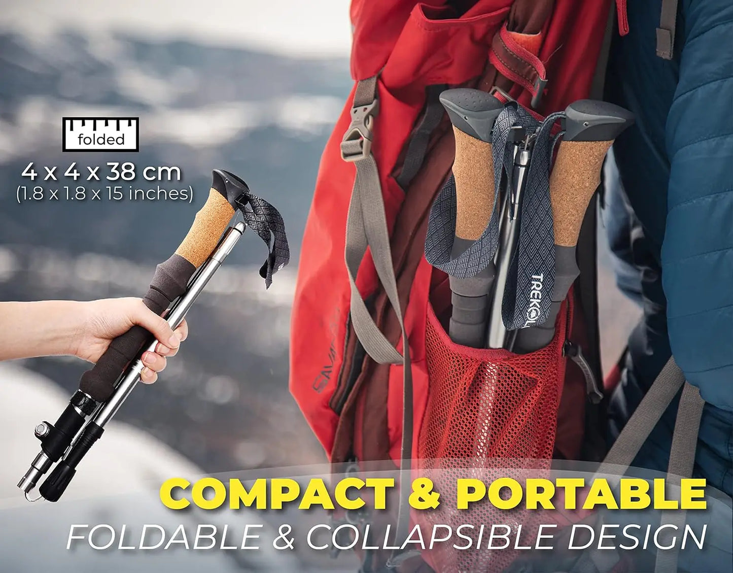 Lightweight Folding Hiking Poles With Adjustable Height
