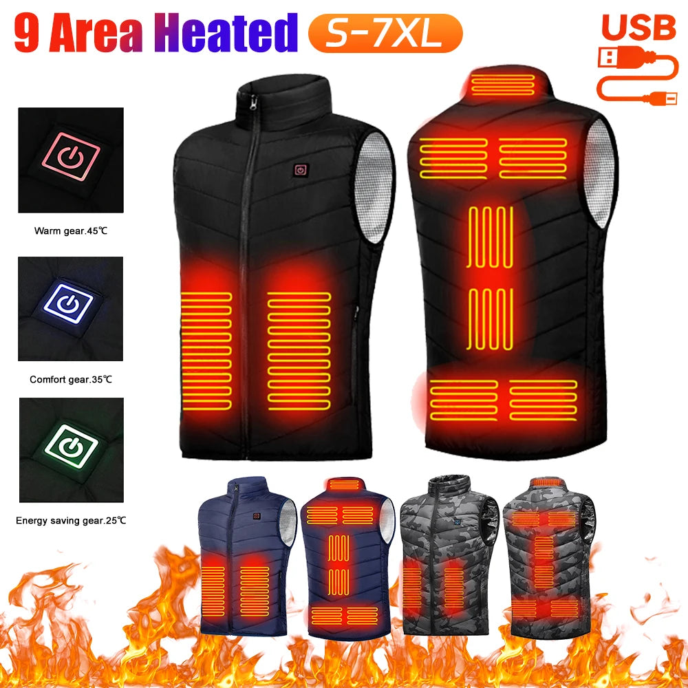 APWIKOGERCN Graphene Heated Jacket With 9 Zone USB Heating