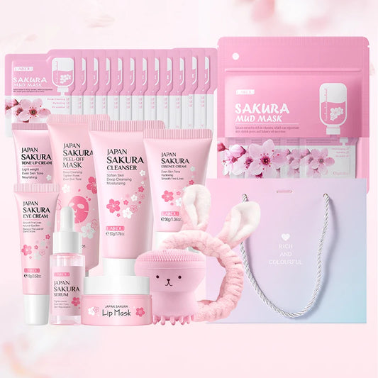 LAIKOU Japan Sakura Skincare Set Moisturizing Anti Aging Facial Kit Gift