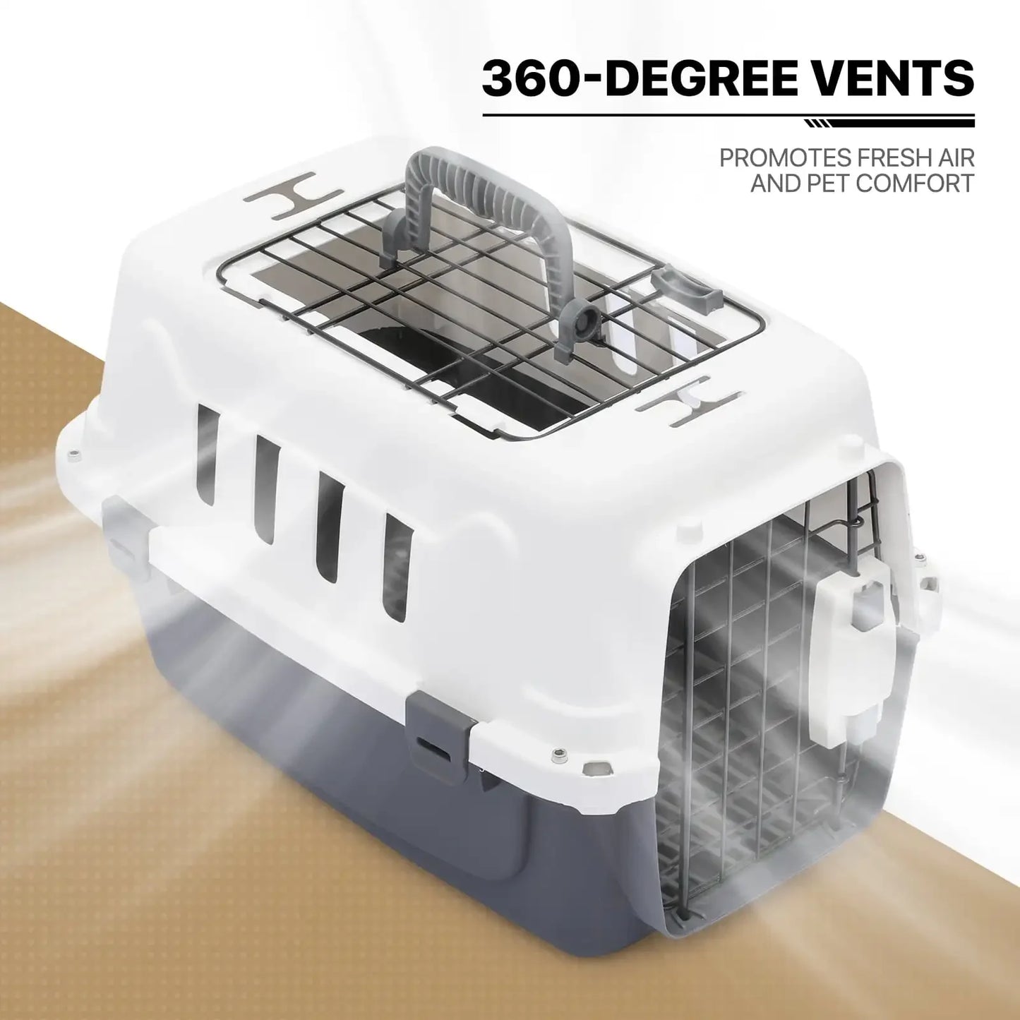MoNiBloom 2-Door Cat And Dog Carrier Hard-Sided Travel Crate