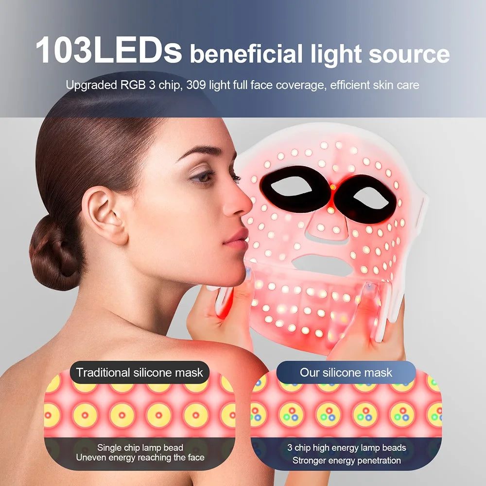 Foreverlily Silicone LED Mask With Neck For Red Light Infrared Therapy