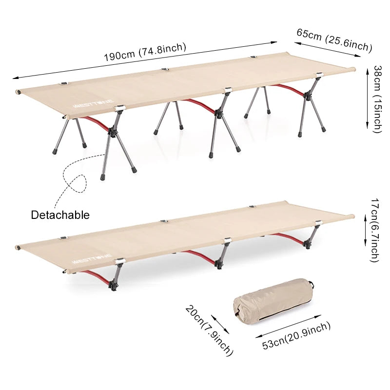 WEST TUNE Camping Cot Leg Extenders Ultralight Folding Bed