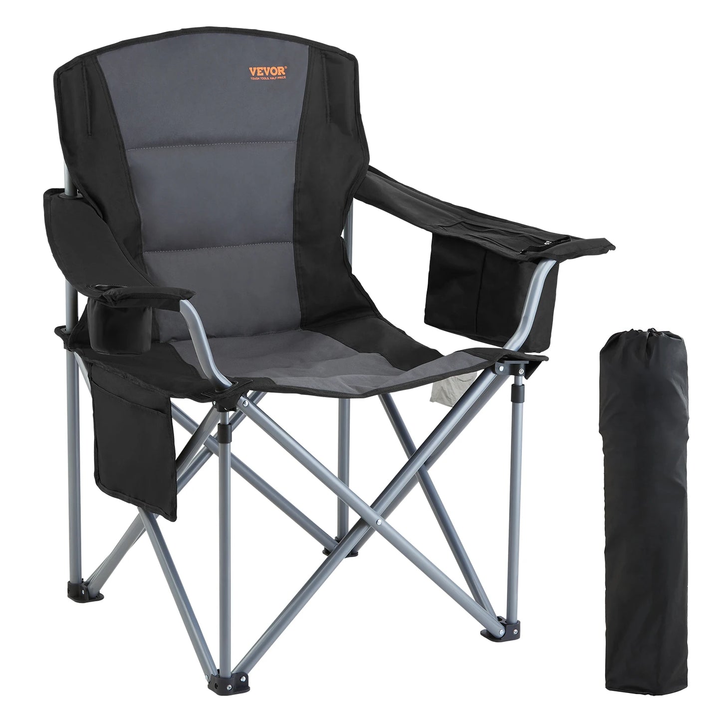 VEVOR Camping Folding Chair With Quad Lumbar And Side Pockets