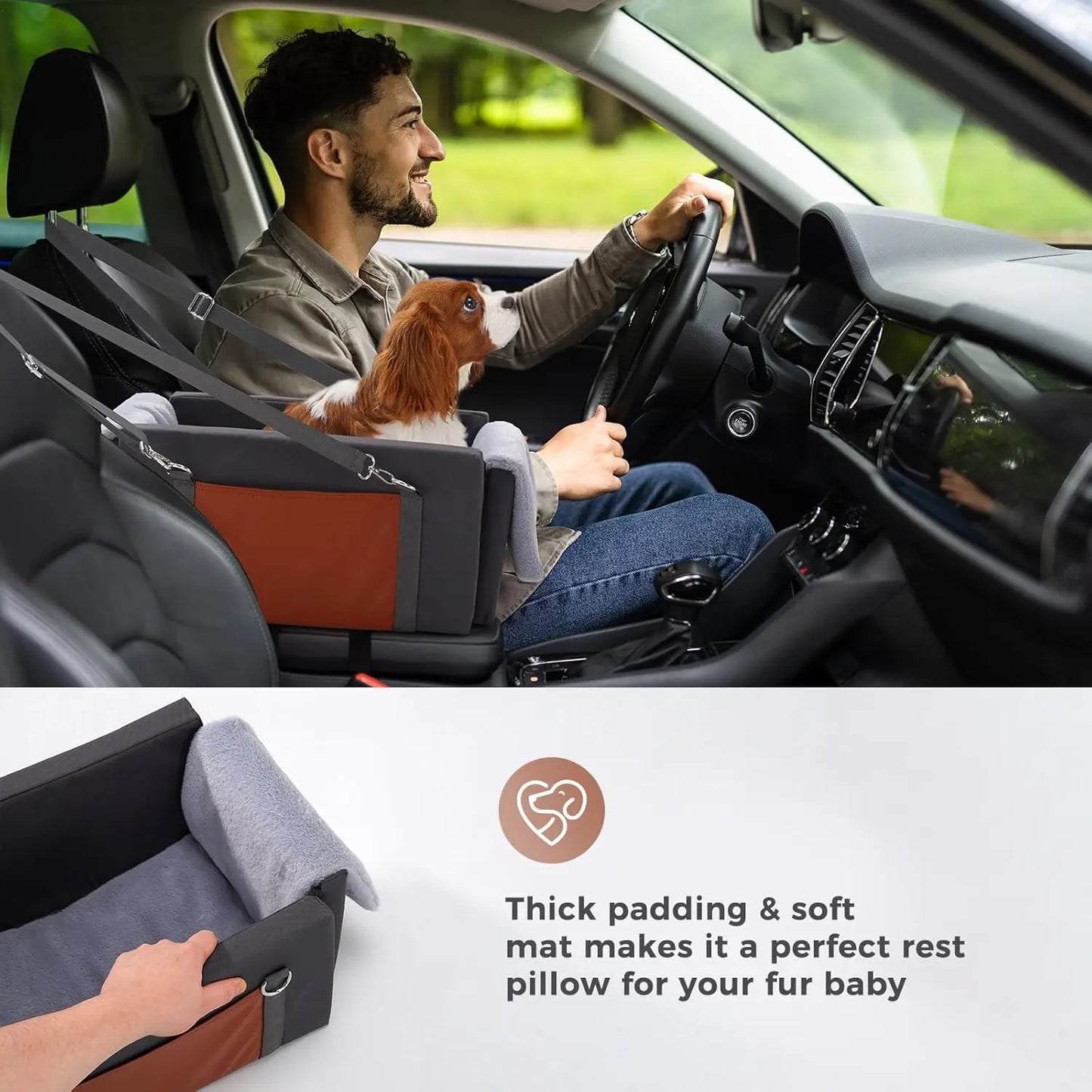 Avont Center Console Dog Car Seat With Armrest Booster