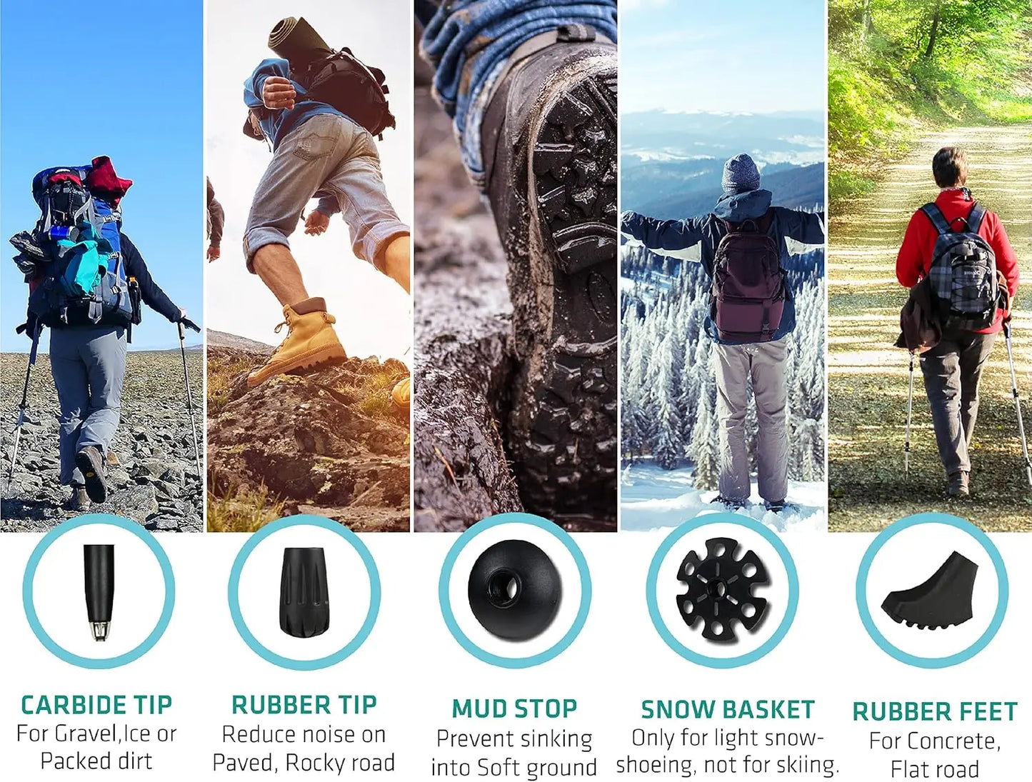 Lightweight Folding Hiking Poles With Adjustable Height