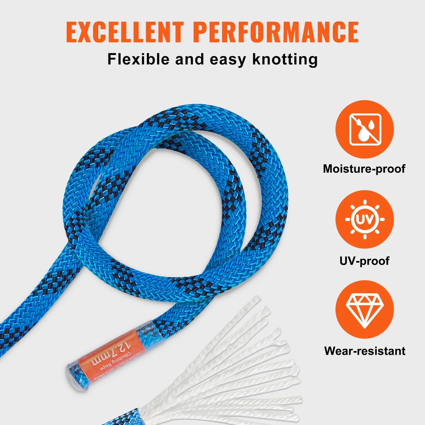 VEVOR Static Climbing Rope With 32 Kilonewtons Breaking Strength