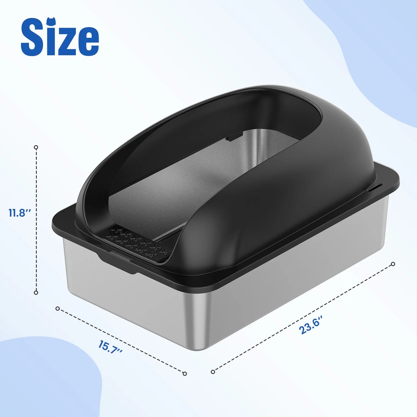 JHK Stainless Steel Cat Litter Box With Lid Large Capacity