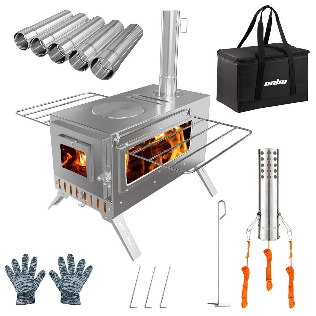 Hot Tent Stove Wood Burning Portable Outdoor Heater With Chimney